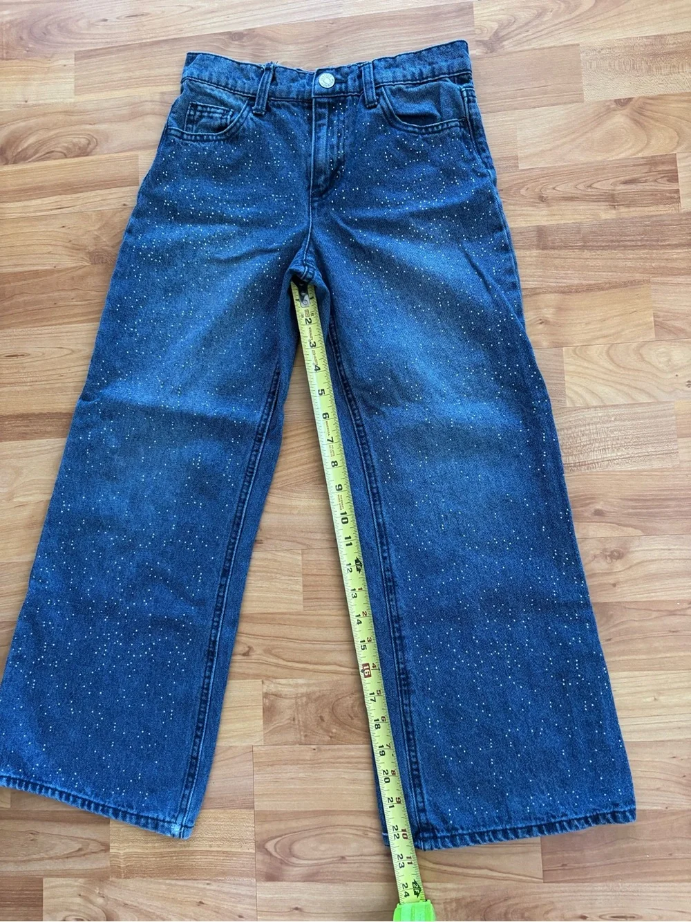 Justice Girls Blue wide Leg Jeans with White Speckle 8